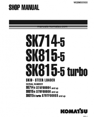 SK815-5(ITA)-TURBO S/N 37BTF00003-37BTF00223 Shop (repair) manual (English)