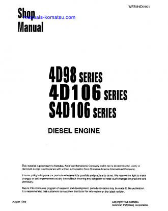 4D106-1(BEL) S/N ALL Shop (repair) manual (English)