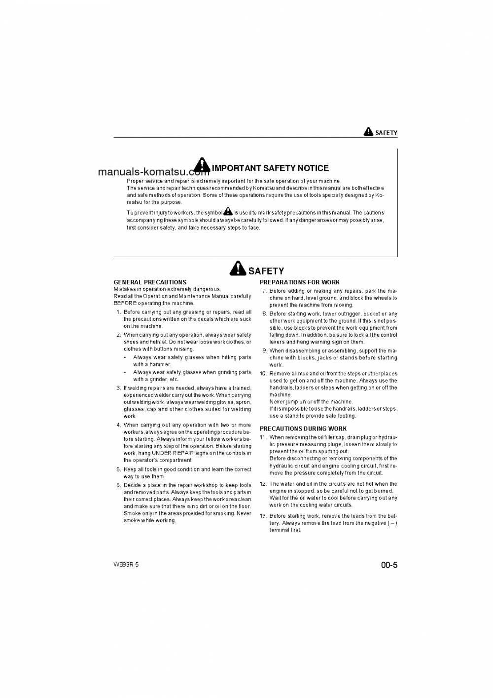 Protected: WB93R-5(ITA) S/N F50003-UP Shop (repair) manual (English)