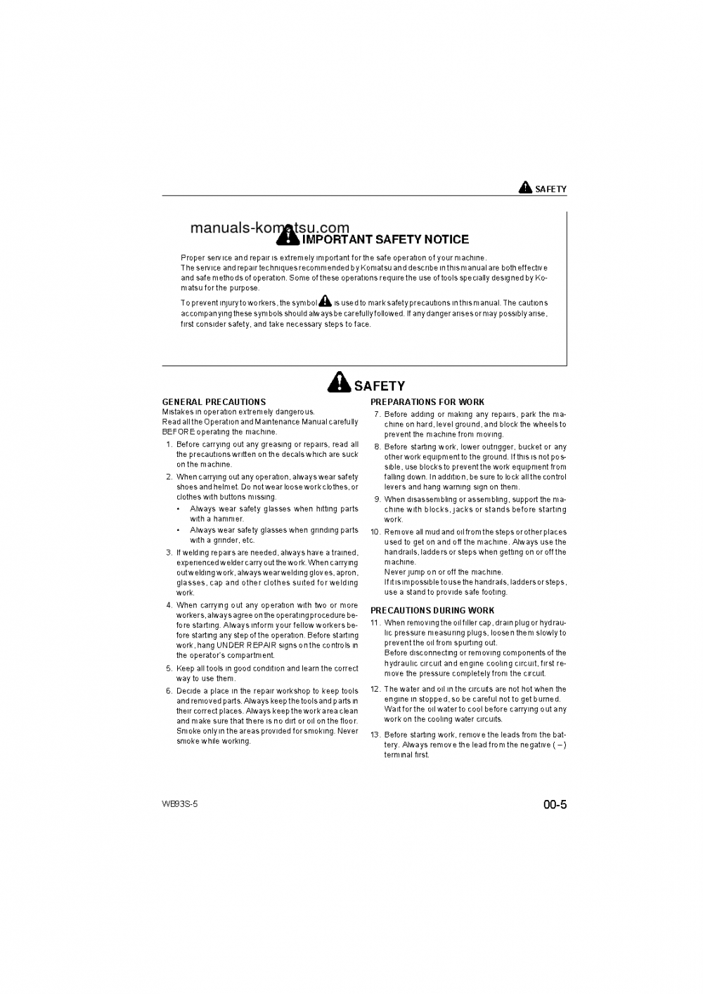 Protected: WB93S-5(ITA) S/N F00003-UP Shop (repair) manual (English)