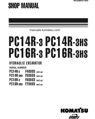 PC16R-3(ITA) S/N F70003-UP Shop (repair) manual (English)
