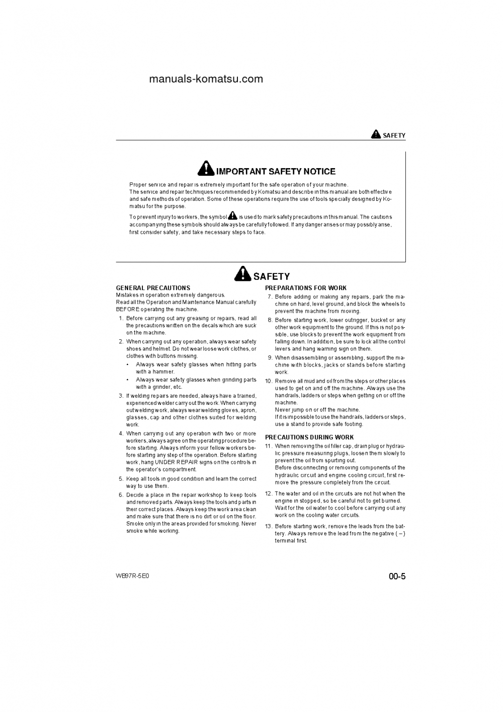 Protected: WB97R-5(ITA)-TIER 3 S/N F80003-UP Shop (repair) manual (English)