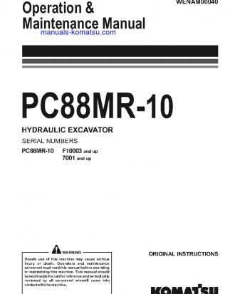 PC88MR-10(ITA) S/N F10003-UP Operation manual (English)