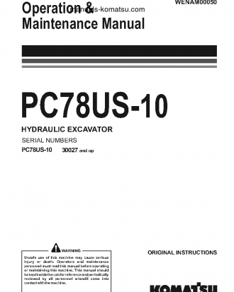 PC78US-10(JPN) S/N 30288-UP Operation manual (English)