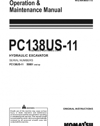 PC138US-11(ITA) S/N 50001-UP Operation manual (English)