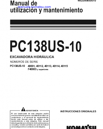 PC138US-10(ITA) S/N F40003-UP Operation manual (Spanish)