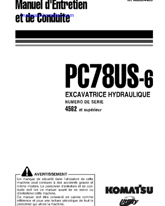 PC78US-6(ITA) S/N 4562-UP Operation manual (French)