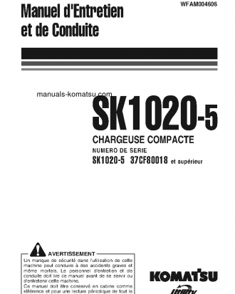 SK1020-5(ITA) S/N 37CF80018-UP Operation manual (French)