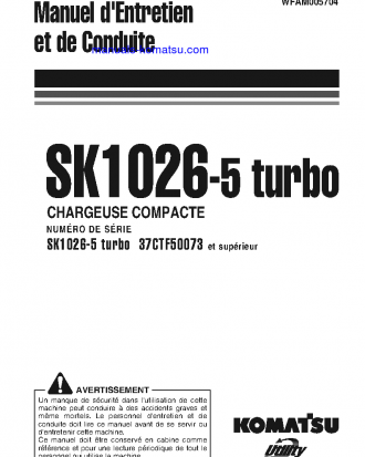 SK1026-5(ITA) S/N 37CTF50073-37CTF50082 Operation manual (French)