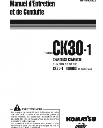 CK30-1(ITA) S/N F00003-F00187 Operation manual (French)