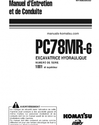 PC78MR-6(JPN) S/N 1001-UP Operation manual (French)