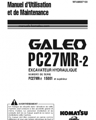 PC27MR-2(JPN) S/N 15001-UP Operation manual (French)