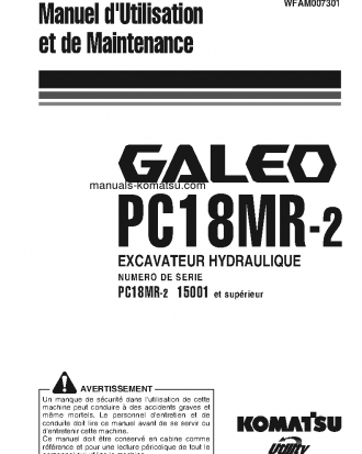 PC18MR-2(JPN) S/N 15001-UP Operation manual (French)