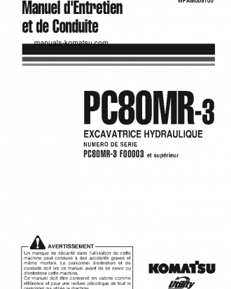 PC80MR-3(ITA) S/N F00003-UP Operation manual (French)