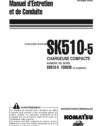 SK510-5(ITA) S/N F00936-UP Operation manual (French)