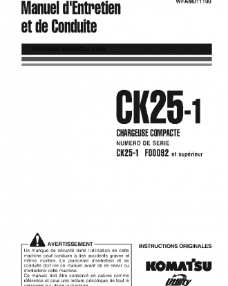 CK25-1(ITA) S/N F00092-UP Operation manual (French)