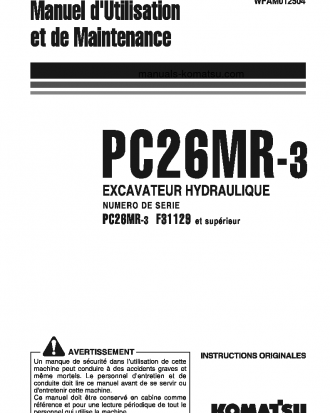 PC26MR-3(ITA) S/N F31129-UP Operation manual (French)
