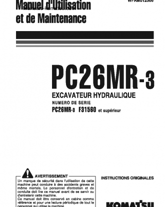 PC26MR-3(ITA) S/N F31560-UP Operation manual (French)