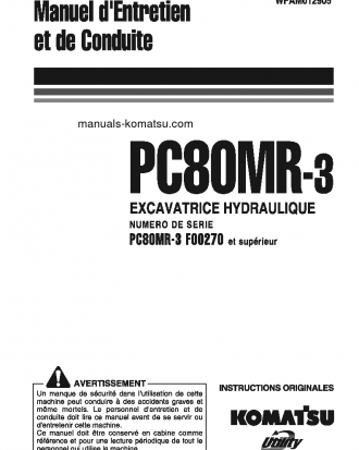 PC80MR-3(ITA) S/N F00270-UP Operation manual (French)