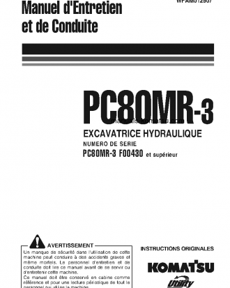 PC80MR-3(ITA) S/N F00430-UP Operation manual (French)