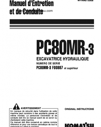 PC80MR-3(ITA) S/N F00887-UP Operation manual (French)