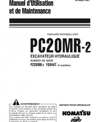 PC20MR-2(ITA) S/N F00447-UP Operation manual (French)