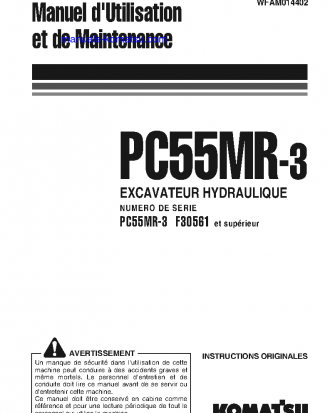 PC55MR-3(ITA) S/N F30561-UP Operation manual (French)