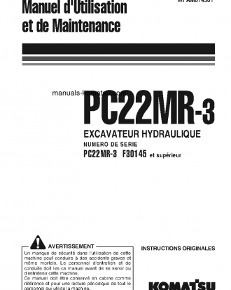 PC22MR-3(ITA) S/N F30145-UP Operation manual (French)
