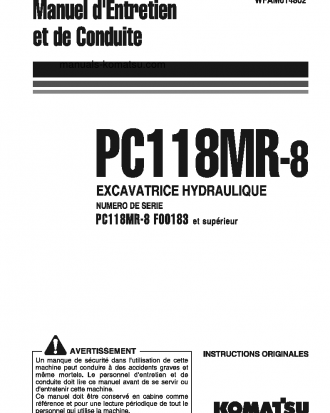 PC118MR-8(ITA) S/N F00183-UP Operation manual (French)