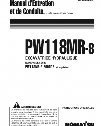 PW118MR-8(ITA) S/N F00003-UP Operation manual (French)