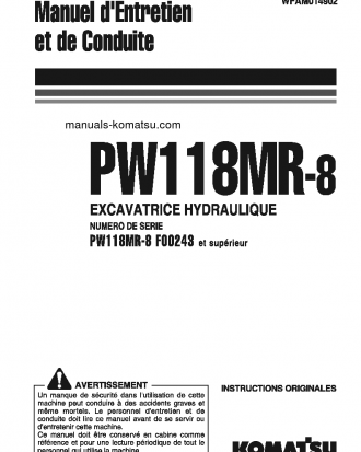 PW118MR-8(ITA) S/N F00243-UP Operation manual (French)