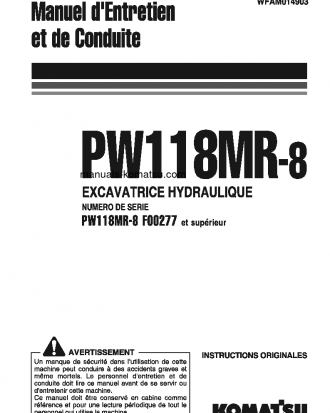 PW118MR-8(ITA) S/N F00277-UP Operation manual (French)