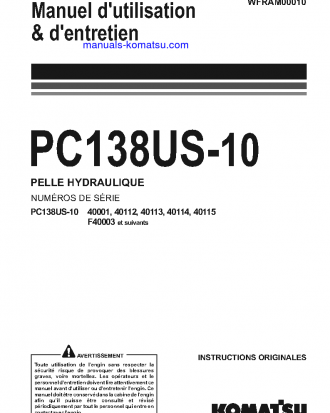 PC138US-10(ITA) S/N F40003-UP Operation manual (French)