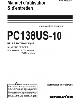 PC138US-10(ITA) S/N 40001-UP Operation manual (French)