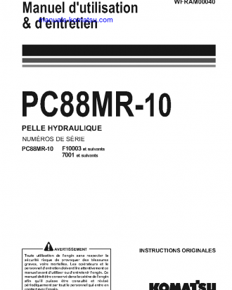 PC88MR-10(ITA) S/N F10003-UP Operation manual (French)