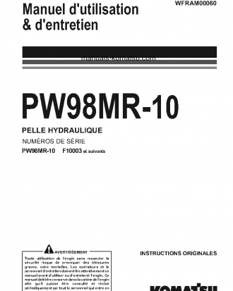 PW98MR-10(ITA) S/N F10003-UP Operation manual (French)