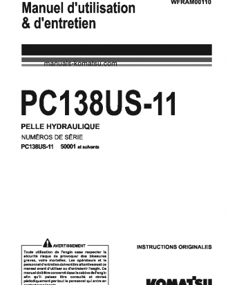 PC138US-11(ITA) S/N 50001-UP Operation manual (French)