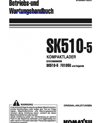 SK510-5(ITA) S/N F01050-UP Operation manual (German)