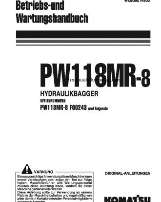 PW118MR-8(ITA) S/N F00243-UP Operation manual (German)