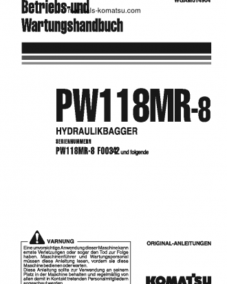 PW118MR-8(ITA) S/N F00342-UP Operation manual (German)