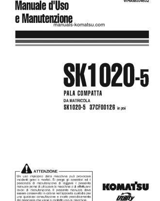 SK1020-5(ITA) S/N 37CF00126-37CF00137 Operation manual (Italian)