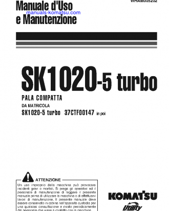SK1020-5(ITA)-TURBO S/N 37CTF00147-37CTF00363 Operation manual (Italian)