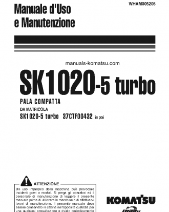 SK1020-5(ITA)-TURBO S/N 37CTF00432-37CTF00654 Operation manual (Italian)