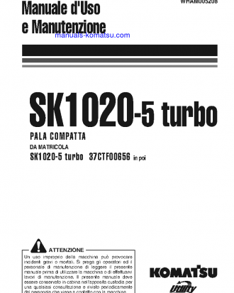 SK1020-5(ITA)-TURBO S/N 37CTF00655-UP Operation manual (Italian)