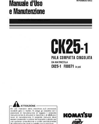 CK25-1(ITA) S/N F00071-UP Operation manual (Italian)