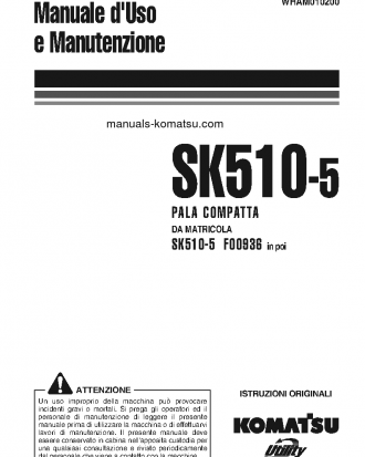 SK510-5(ITA) S/N F00936-UP Operation manual (Italian)