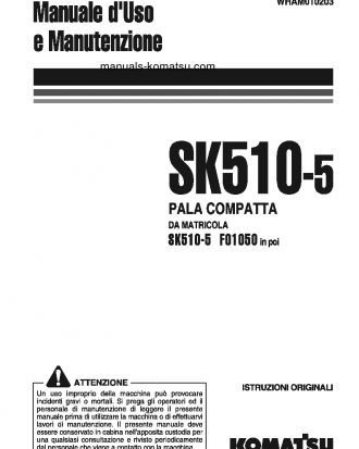SK510-5(ITA) S/N F01050-UP Operation manual (Italian)