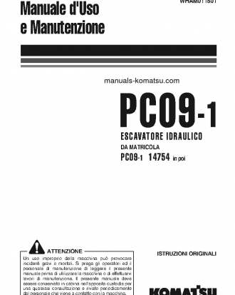 PC09-1(ITA) S/N 14754-UP Operation manual (Italian)
