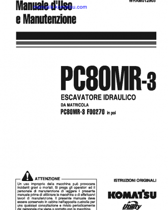 PC80MR-3(ITA) S/N F00270-UP Operation manual (Italian)