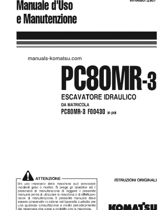 PC80MR-3(ITA) S/N F00430-UP Operation manual (Italian)